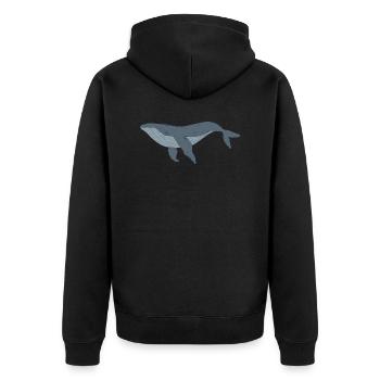 Ozean, Wal - Unisex Premium Bio Zip Hoodie - Schwarz - Hinten - Nico (187cm)