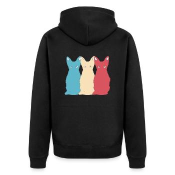 Cat Vector Animal Pet Kitten retro Design - Unisex Premium Organic Zip Hoodie - black - Back - Nico (187cm)