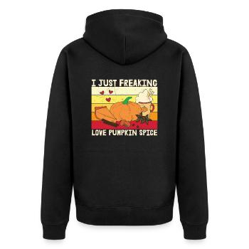 I Just Freaking Love Pumpkin - Unisex Premium Organic Zip Hoodie - black - Back - Nico (187cm)