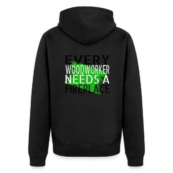 funny woodworking daddesign tree feller geek - Unisex Premium Bio Zip Hoodie - Schwarz - Hinten - Nico (187cm)