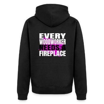 funny woodworking daddesign carpentry - Unisex Premium Bio Zip Hoodie - Schwarz - Hinten - Nico (187cm)
