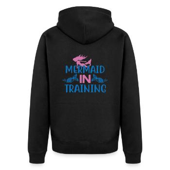 Mermaid In Training - Unisex Premium Bio Zip Hoodie - Schwarz - Hinten - Nico (187cm)
