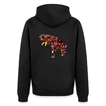 Edelfant Elefant - Unisex Premium Bio Zip Hoodie - Schwarz - Hinten - Nico (187cm)