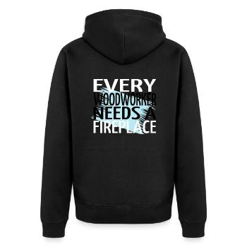 sayings funny sayings lets play carpenter tshirts - Unisex Premium Bio Zip Hoodie - Schwarz - Hinten - Nico (187cm)