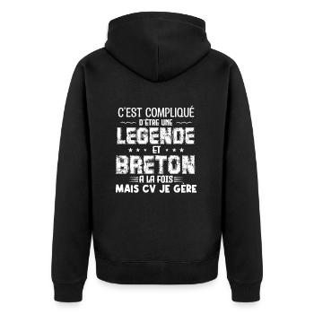 La légende bretonne breton région cadeau humour - Veste à capuche bio Premium Unisexe - noir - Dos - Nico (187cm)