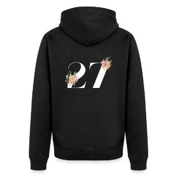 Blumen zum 27-jährigen Jubiläum (Geschenk von 27 Jahren) - Unisex Premium Bio Zip Hoodie - Schwarz - Hinten - Nico (187cm)