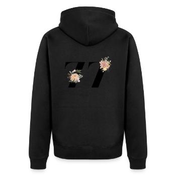 77th Anniversary Flowers (Gift of 77 years) - Unisex Premium Organic Zip Hoodie - black - Back - Nico (187cm)