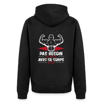 PAS BESOIN DE CHEVEUX AVEC CE CORPS DE RÊVE - Veste à capuche bio Premium Unisexe - noir - Dos - Nico (187cm)