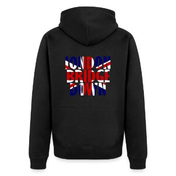 London Bridge Down zum Gedenken an Queen Elizabeth - Unisex Premium Bio Zip Hoodie - Schwarz - Hinten - Nico (187cm)