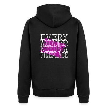 funny quote chop wood chainsaw carpenter - Unisex Premium Bio Zip Hoodie - Schwarz - Hinten - Nico (187cm)