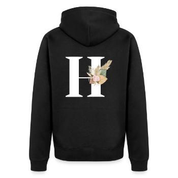 lettre H fleuris - Veste à capuche bio Premium Unisexe - noir - Dos - Nico (187cm)