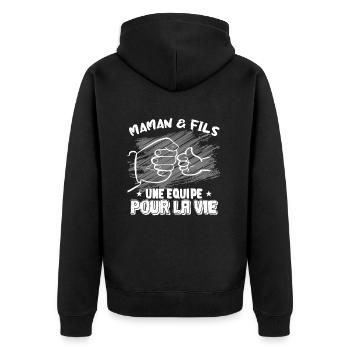 Meilleure équipe pour la vie Maman et fils - Veste à capuche bio Premium Unisexe - noir - Dos - Nico (187cm)