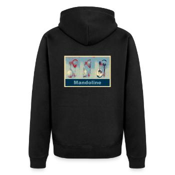 Mandoline (Collage von drei Seiten fotografiert) - Unisex Premium Bio Zip Hoodie - Schwarz - Hinten - Nico (187cm)