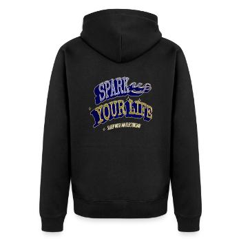 humor jokes light bulb electrician apprentice - Unisex Premium Bio Zip Hoodie - Schwarz - Hinten - Nico (187cm)