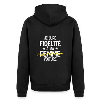 Je jure fidélité à ma femme, voiture - Veste à capuche bio Premium Unisexe - noir - Dos - Nico (187cm)