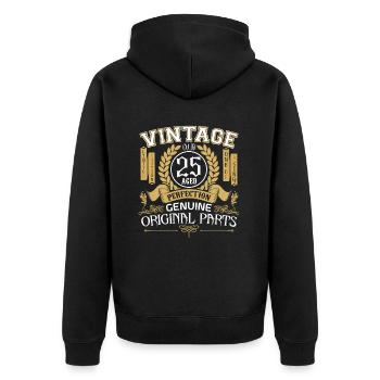 Vintage 25 years - birthday gift 25 years - Unisex Premium Organic Zip Hoodie - black - Back - Nico (187cm)