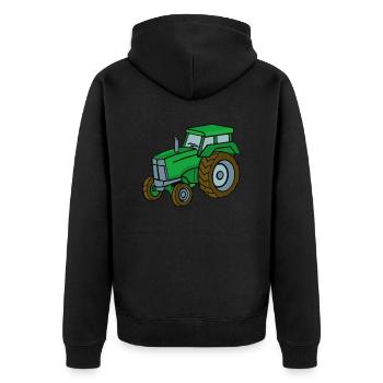 Green Tractor Illustration Kids Gift Idea - Unisex Premium Organic Zip Hoodie - black - Back - Nico (187cm)