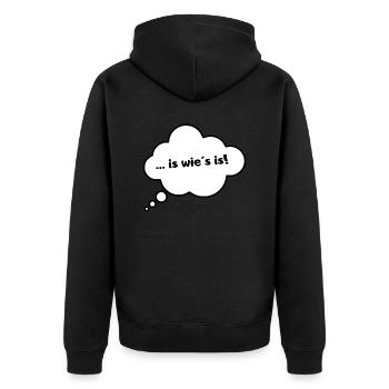 is wie s is Blase 3 - Unisex Premium Bio Zip Hoodie - Schwarz - Hinten - Nico (187cm)