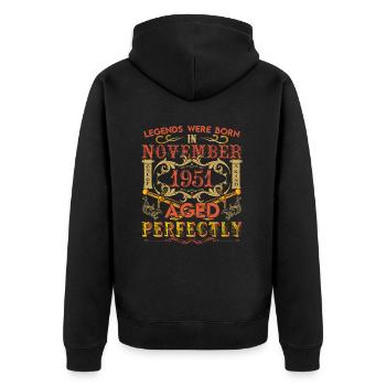 November 1951 - Geburtstag 1951 wurden Legenden geboren. - Unisex Premium Bio Zip Hoodie - Schwarz - Hinten - Nico (187cm)