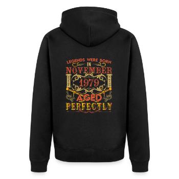 November 1979 - Geburtstag 1979 wurden Legenden geboren. - Unisex Premium Bio Zip Hoodie - Schwarz - Hinten - Nico (187cm)