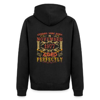 November 1977 - Geburtstag 1977 wurden Legenden geboren. - Unisex Premium Bio Zip Hoodie - Schwarz - Hinten - Nico (187cm)