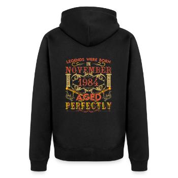 November 1984 - Geburtstag 1984 wurden Legenden geboren. - Unisex Premium Bio Zip Hoodie - Schwarz - Hinten - Nico (187cm)