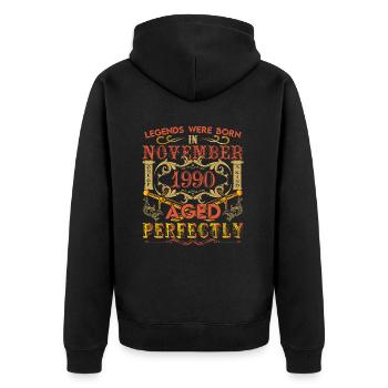 November 1990 - Geburtstag 1990 wurden Legenden geboren. - Unisex Premium Bio Zip Hoodie - Schwarz - Hinten - Nico (187cm)
