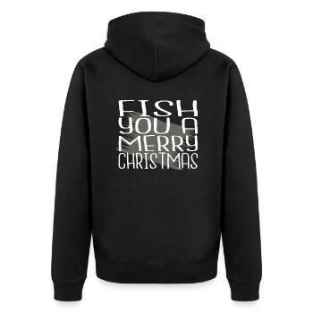 dino axolotls fish head dinosaur tshirt barbecuing - Unisex Premium Bio Zip Hoodie - Schwarz - Hinten - Nico (187cm)