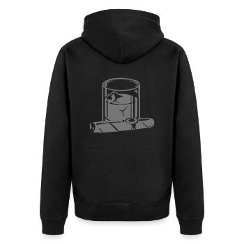 Zigarre - Unisex Premium Bio Zip Hoodie - Schwarz - Hinten - Nico (187cm)