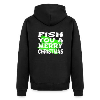 Christmas Funny Awkward Bedroom Santa Sayings - Unisex Premium Organic Zip Hoodie - black - Back - Nico (187cm)