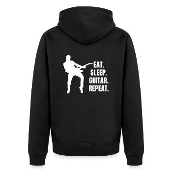 Gitarrist Musik Gitarristin Musiker Band Gitarre - Unisex Premium Bio Zip Hoodie - Schwarz - Hinten - Nico (187cm)