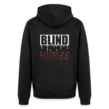 Blind Badass Braille Dots Impaired Blindness - Unisex Premium Organic Zip Hoodie - black - Back - Nico (187cm)