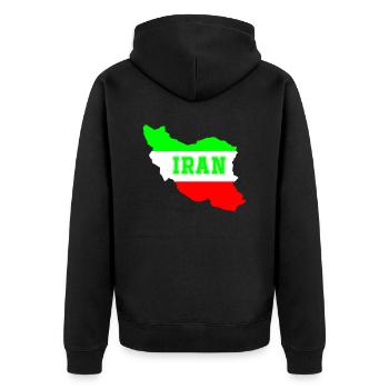 Iran - Unisex Premium Bio Zip Hoodie - Schwarz - Hinten - Nico (187cm)