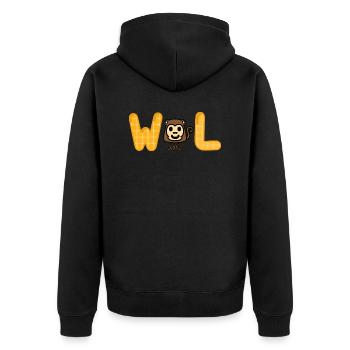 Waffel - Affe - Wortspiel - Unisex Premium Bio Zip Hoodie - Schwarz - Hinten - Nico (187cm)