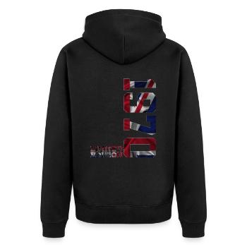 ÉDITION LIMITÉE ANGLETERRE 56E ANNIVERSAIRE 1970 AU ROYAUME-UNI - Veste à capuche bio Premium Unisexe - noir - Dos - Nico (187cm)