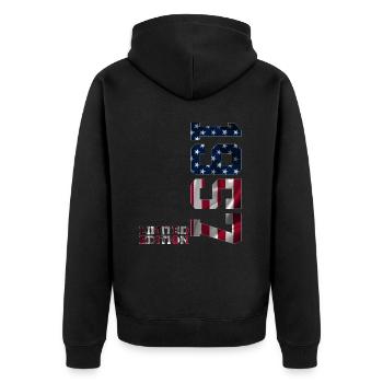 LIMITED EDITION 1957 USA 69TH BIRTHDAY - Unisex Premium Organic Zip Hoodie - black - Back - Nico (187cm)