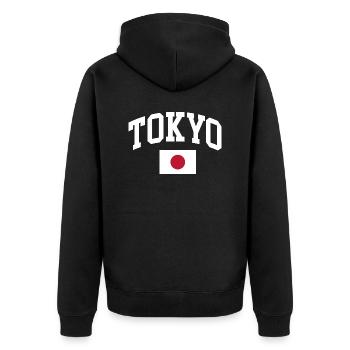 Tokyo Japan Flagge - Unisex Premium Bio Zip Hoodie - Schwarz - Hinten - Nico (187cm)
