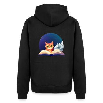 Kätzchen Bücher Katze Lesen Kater Buch Hauskatze - Unisex Premium Bio Zip Hoodie - Schwarz - Hinten - Nico (187cm)
