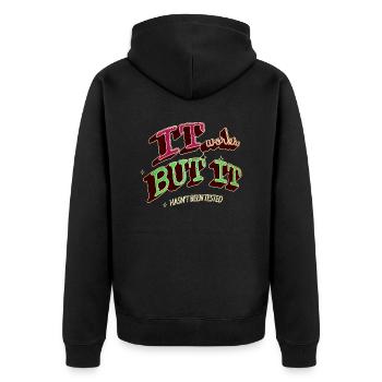 dads favorite gift admin computer humour - Unisex Premium Organic Zip Hoodie - black - Back - Nico (187cm)