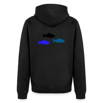 fische - Unisex Premium Bio Zip Hoodie - Schwarz - Hinten - Nico (187cm)
