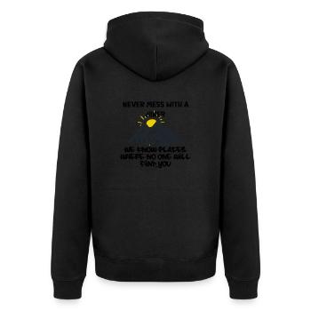 never mess with a hiker - Unisex Premium Organic Zip Hoodie - black - Back - Nico (187cm)