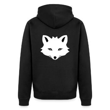 Cartoon arktischer Fuchs - Unisex Premium Bio Zip Hoodie - Schwarz - Hinten - Nico (187cm)