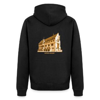 Nördlingen Rathaus Donau Schwaben Bayern - Unisex Premium Bio Zip Hoodie - Schwarz - Hinten - Nico (187cm)