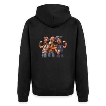 Brew Crew: Entfesseln Sie den Geist der Bierbande - Unisex Premium Bio Zip Hoodie - Schwarz - Hinten - Nico (187cm)