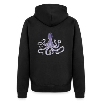 "Octopus", Boho Line Art Design, Series "Ocean" - Unisex Premium Organic Zip Hoodie - black - Back - Nico (187cm)