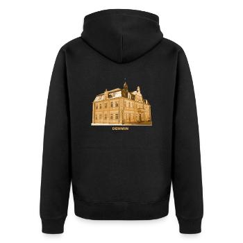 Demmin Rathaus Seenplatte Mecklenburg Vorpommern - Unisex Premium Bio Zip Hoodie - Schwarz - Hinten - Nico (187cm)