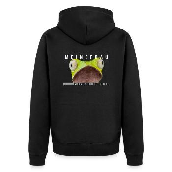 Meine Frau wenn ich über ETF rede - Unisex Premium Bio Zip Hoodie - Schwarz - Hinten - Nico (187cm)