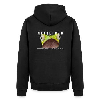 Meine Frau wenn ich über Fußball rede - Unisex Premium Bio Zip Hoodie - Schwarz - Hinten - Nico (187cm)