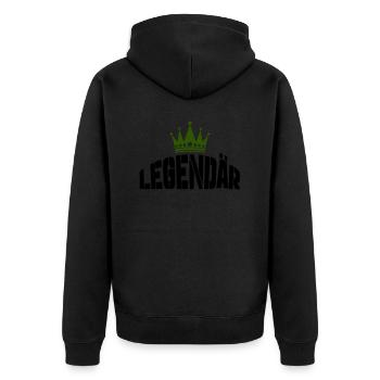 legendär - Unisex Premium Bio Zip Hoodie - Schwarz - Hinten - Nico (187cm)