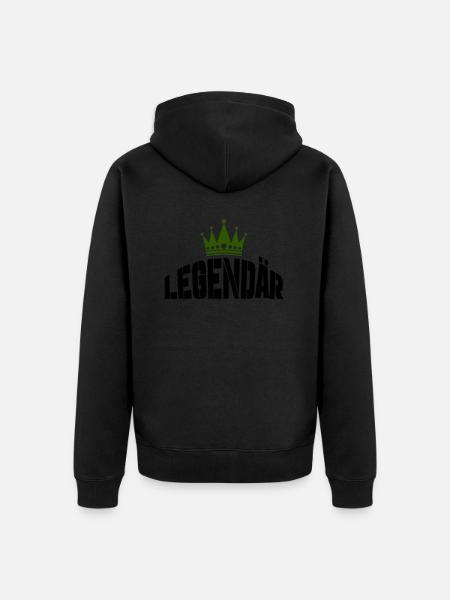 legendär - Unisex Premium Bio Zip Hoodie - Schwarz